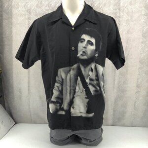 Vintage Dragonfly Scarface Shirt Men Medium Black Short Sleeve Tony Montana